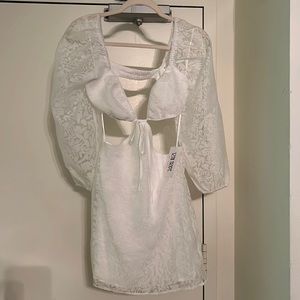 12th Tribe Amelia white lace mini dress